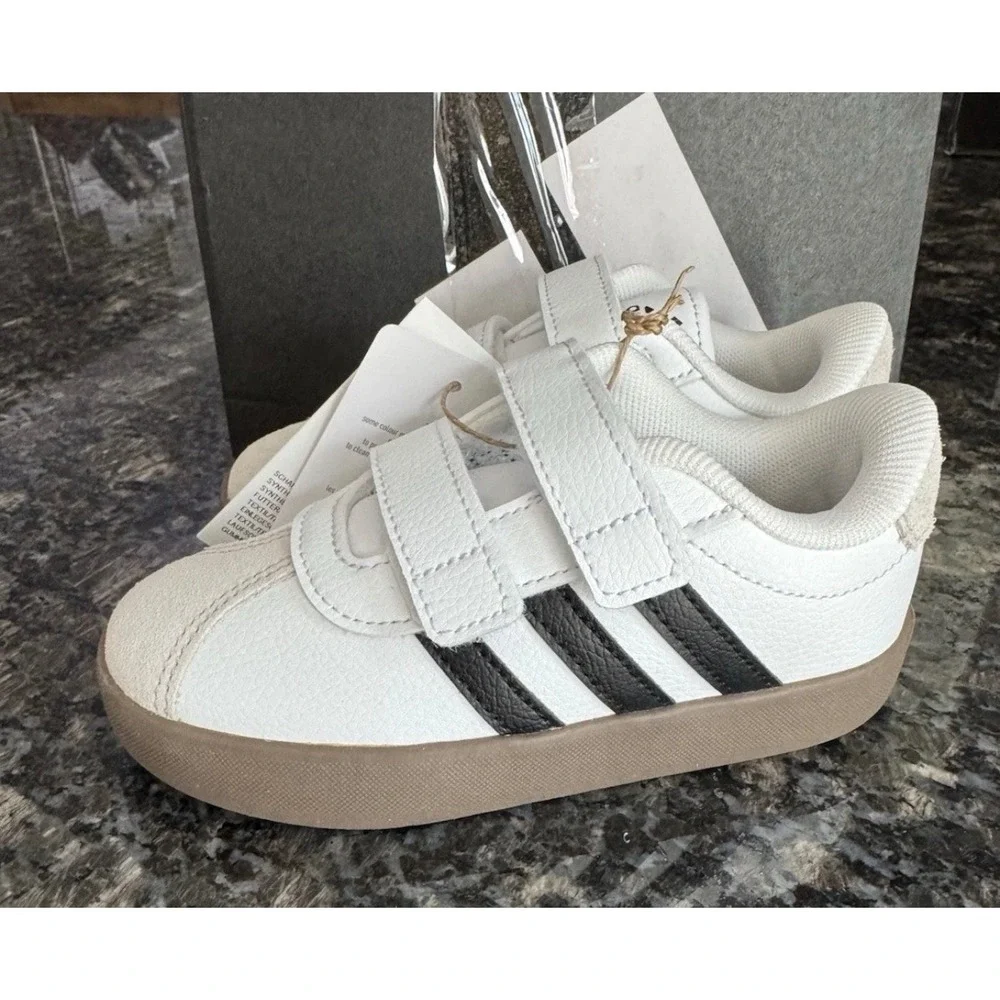 Adidas‎ VL Court 3.0 CFI Toddler Sneakers White Black Gum ID9157 Size 9K NEW